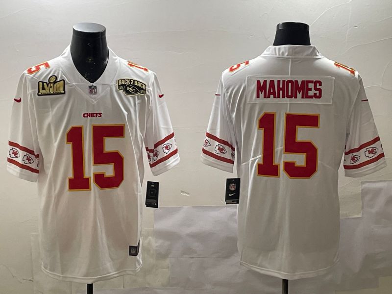 Men Kansas City Chiefs 15 Mahomes White 2025 Nike Vapor Limited NFL Jersey style 16